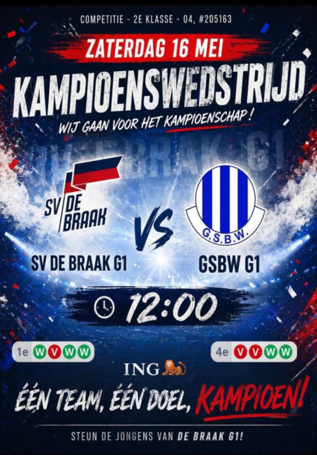 SV De Braak G1 kampioenswedstrijd