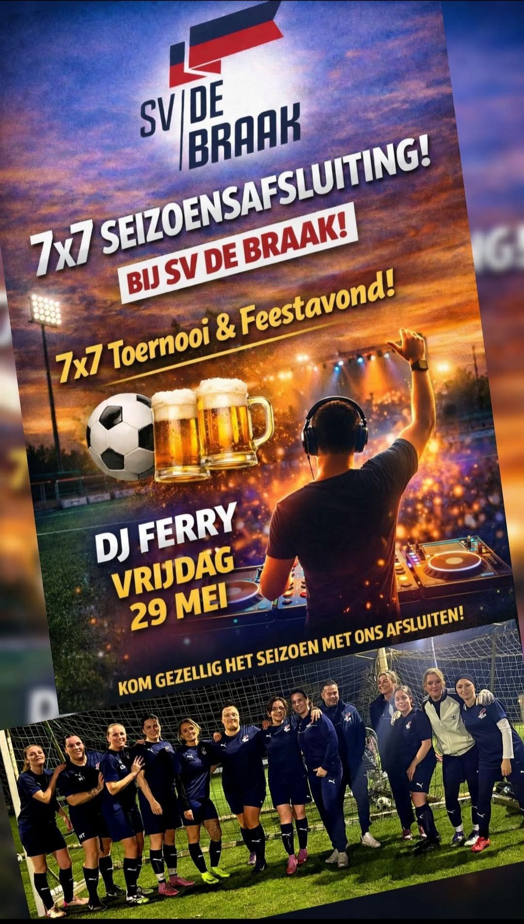 7x7 toernooi afsluiting vrijdag 29 mei van de Heren en Dames!