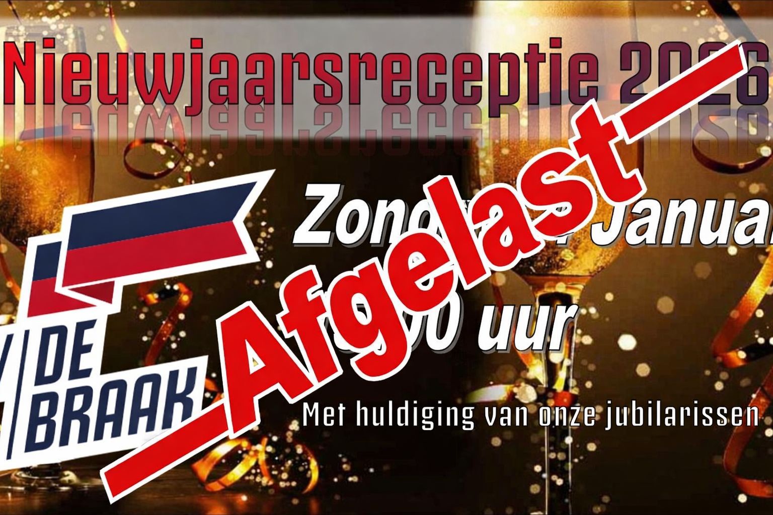 Nieuwjaarsreceptie Afgelast !!!